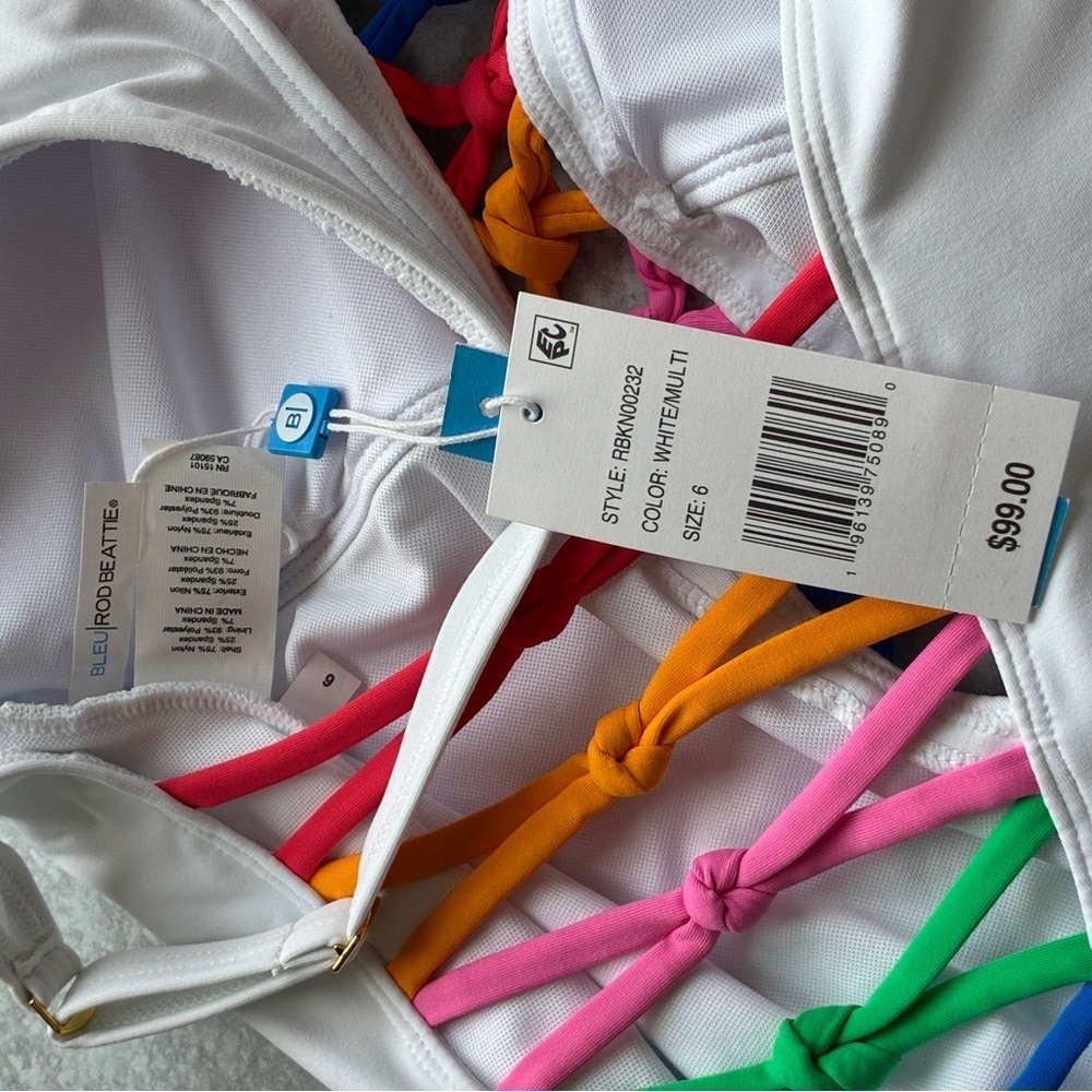 Bleu Rod Beattie Colorful Strappy One Piece Swimsuit Size 6 - Picture 6 of 9